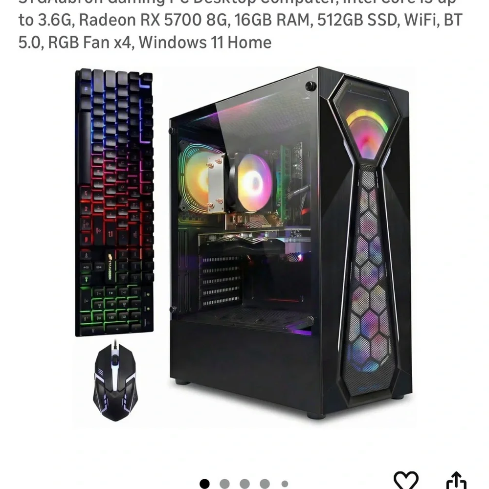 STGAUBRON Tower Desktop PC, GIGABYTE GPU, RGB Lighting, USB, Black